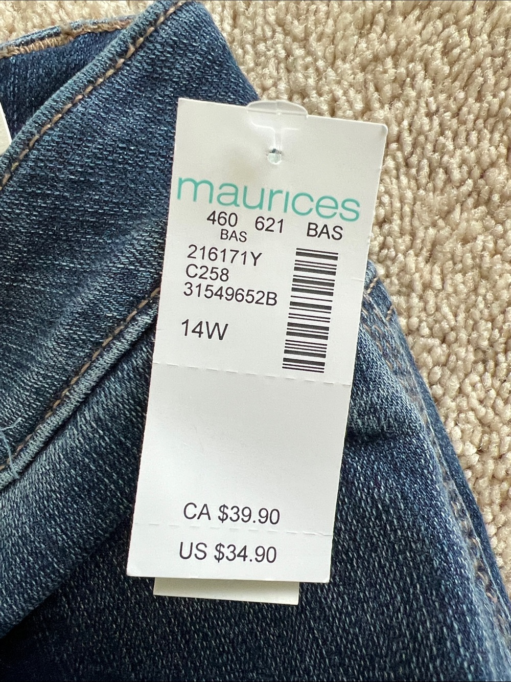 Maurices Cropped Cuffed Jeans 14W High Rise Super Stretch Curvy Fit - Picture 5 of 8
